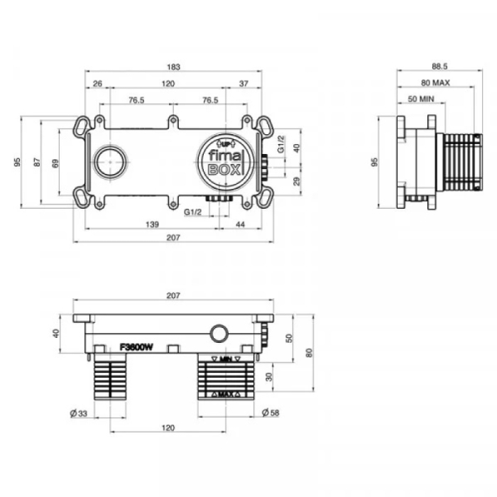 Corp incastrat FIMA Carlo Frattini, pentru baterii de lavoar cu montaj pe perete [2]