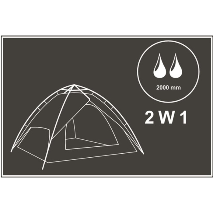 Cort camping 3 persoane, automat cu sistem pop-up, 2 intrari, 2000 mm, 210x180x140 cm, albastru [12]