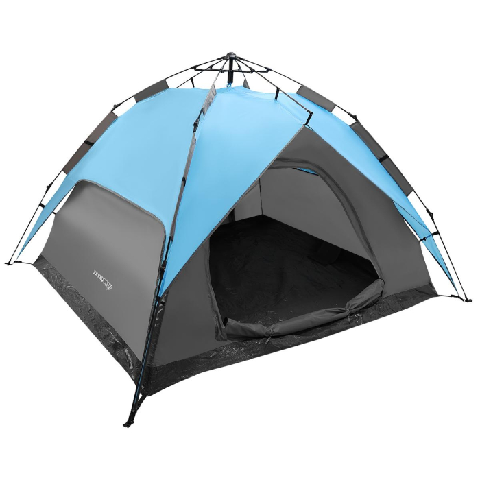 Cort camping 3 persoane, automat cu sistem pop-up, 2 intrari, 2000 mm, 210x180x140 cm, albastru [17]