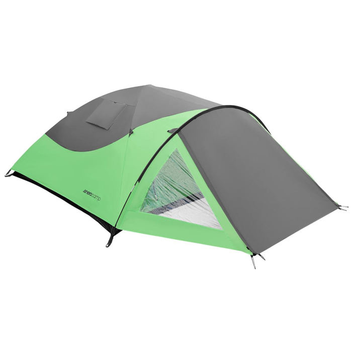 Cort camping 4 persoane cu antreu, protectie UV, impermeabil 3000 mm, 330x250x105 cm, gri [17]