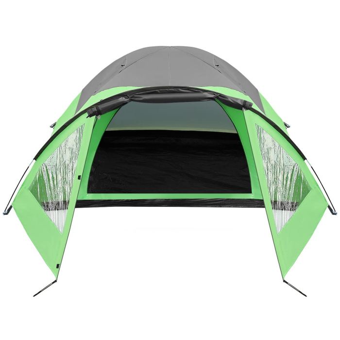 Cort camping 4 persoane cu antreu, protectie UV, impermeabil 3000 mm, 330x250x105 cm, gri [3]