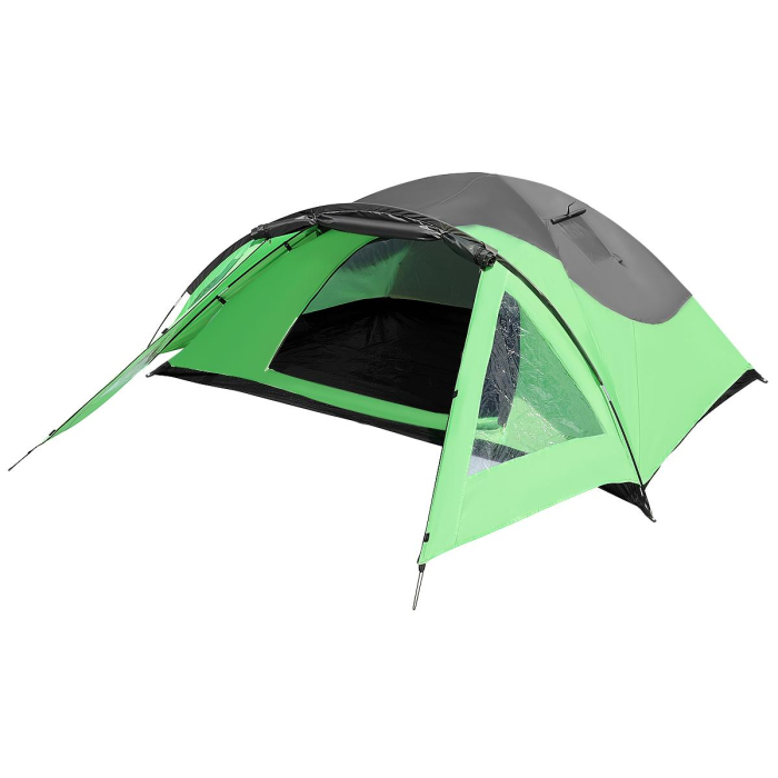 Cort camping 4 persoane cu antreu, protectie UV, impermeabil 3000 mm, 330x250x105 cm, gri [12]