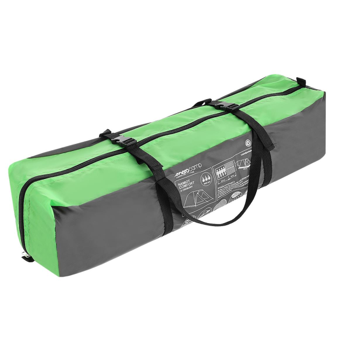 Cort camping 4 persoane cu antreu, protectie UV, impermeabil 3000 mm, 330x250x105 cm, gri [4]