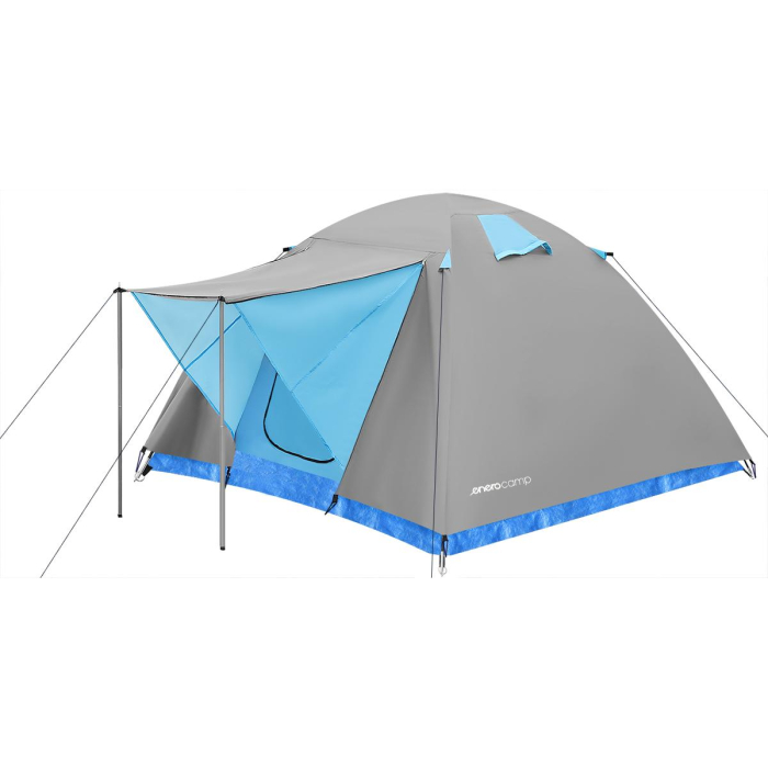 Cort camping iglu, 4 persoane, impermeabil, plasa anti-insecte, 240x210x130 cm, gri [2]