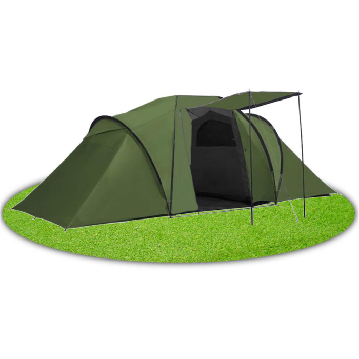 Cort camping, impemeabil, 2 camere + hol, 4 locuri, 460x200x245cm, verde [5]