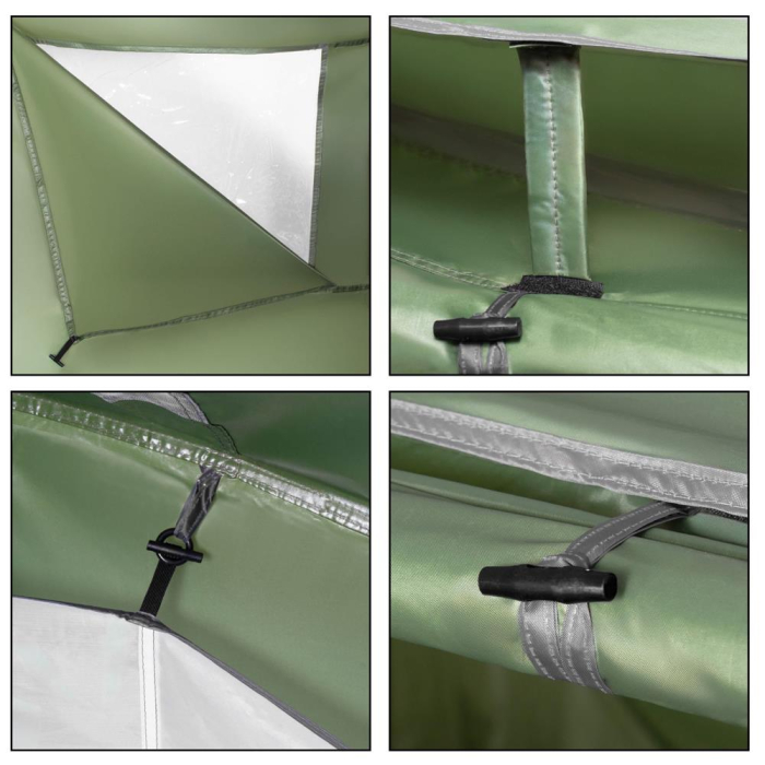 Cort camping, impemeabil, 2 camere + hol, 4 locuri, 460x200x245cm, verde [21]