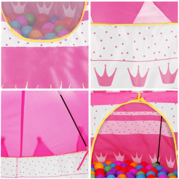 Cort Castel de joaca pentru copii, pliabil, 100x140 cm, roz [13]
