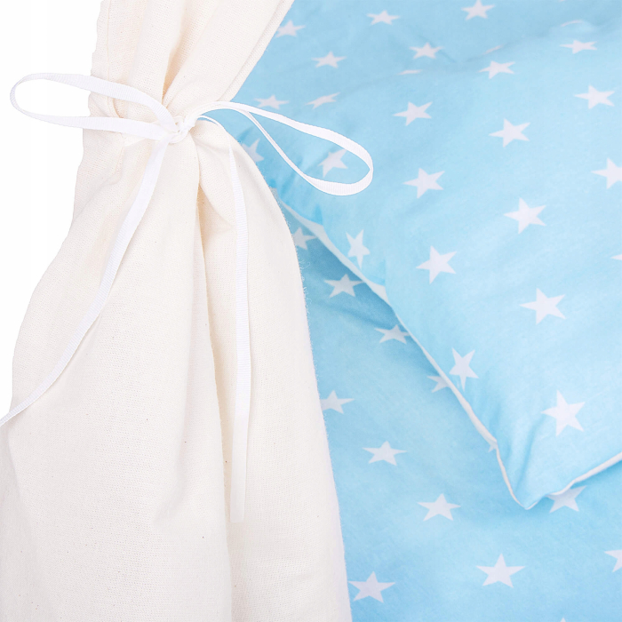 Cort copii Sersimo stil indian Teepee Tent cu fereastra, covoras gros si 2 perne, alb albastru [6]