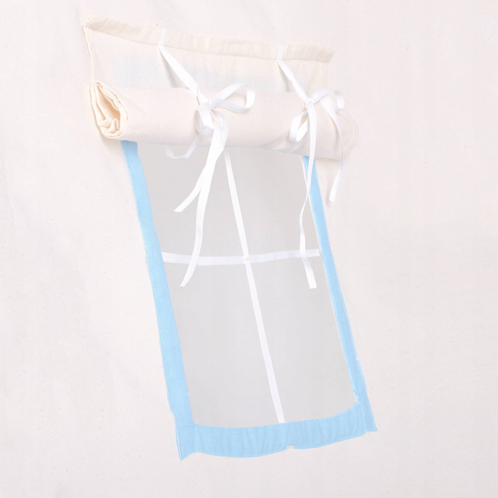 Cort copii Sersimo stil indian Teepee Tent cu fereastra, covoras gros si 2 perne, alb albastru [5]