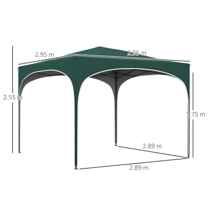 Cort cu Copertina Pliabila de 3x3m, Verde [3]