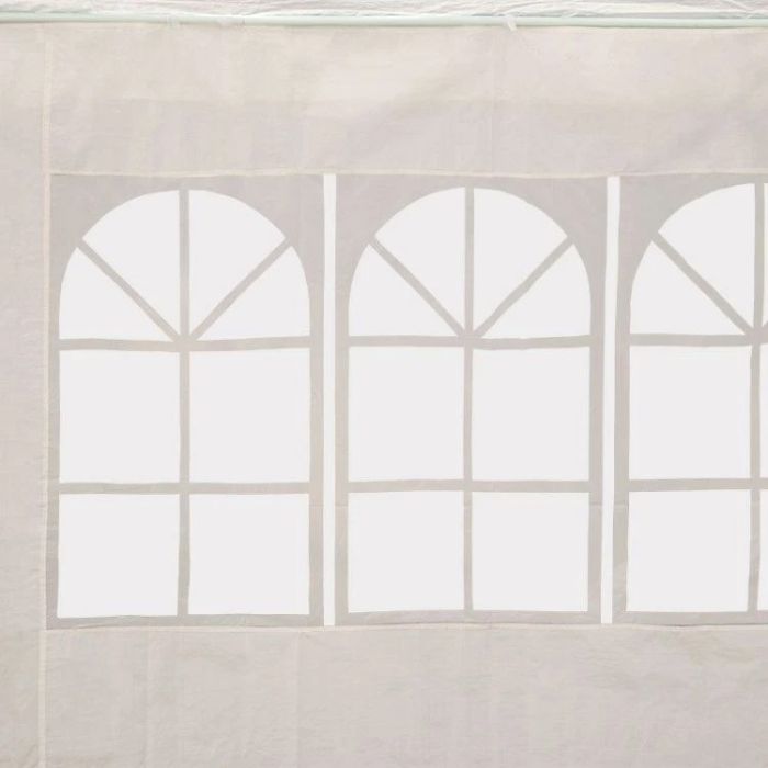 Cort de gradina 300x600 cm, 6 pereti detasabili cu ferestre si usa, structura metalica, PE impermeabil, alb [6]