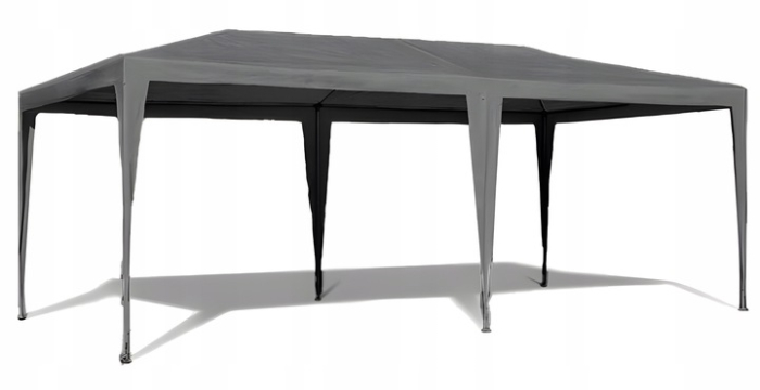 Cort de gradina 300x600 cm, 6 pereti detasabili cu ferestre si usa, structura metalica, PE impermeabil, gri [4]