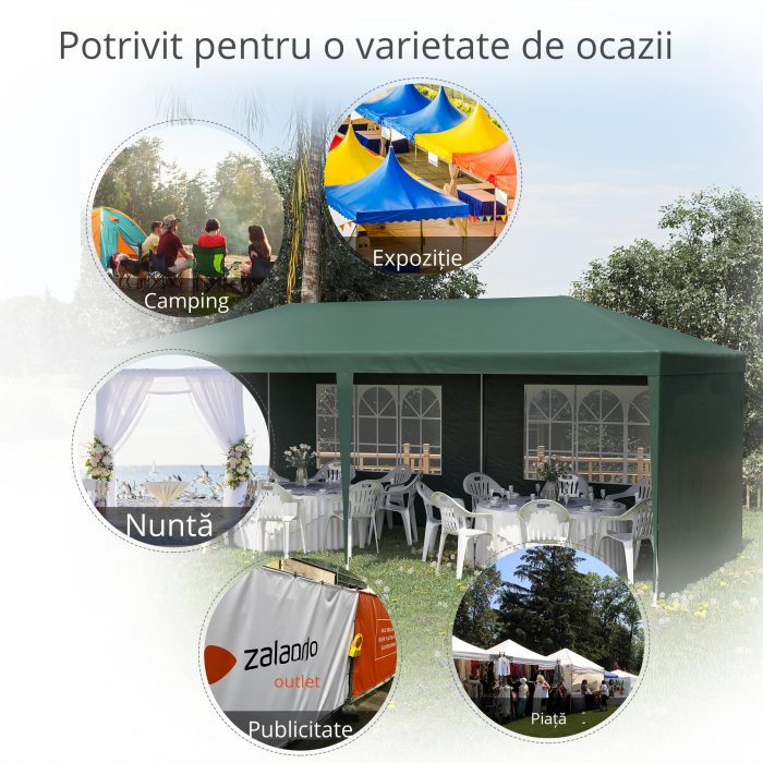  Cort de Gradina cu Orificii de Drenaj, Pereti Detasabili si Ferestre, 6x3 m, Verde [4]