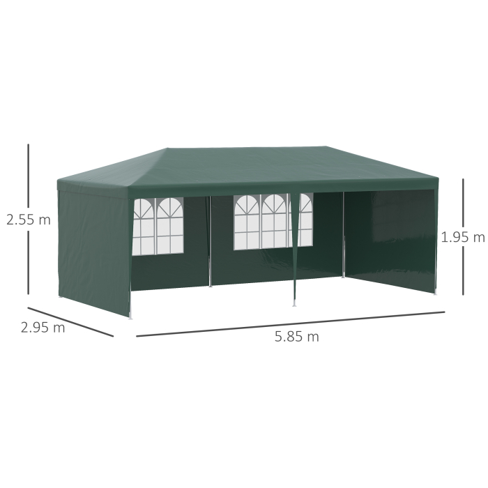  Cort de Gradina cu Orificii de Drenaj, Pereti Detasabili si Ferestre, 6x3 m, Verde [3]