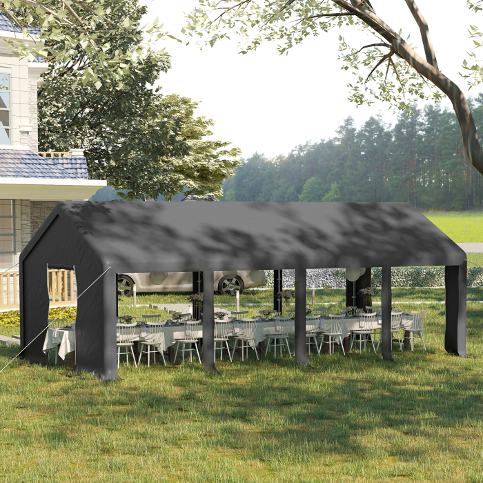  Cort de petrecere 4 x 8 m pentru exterior, Cort pavilion , Gri inchis [2]
