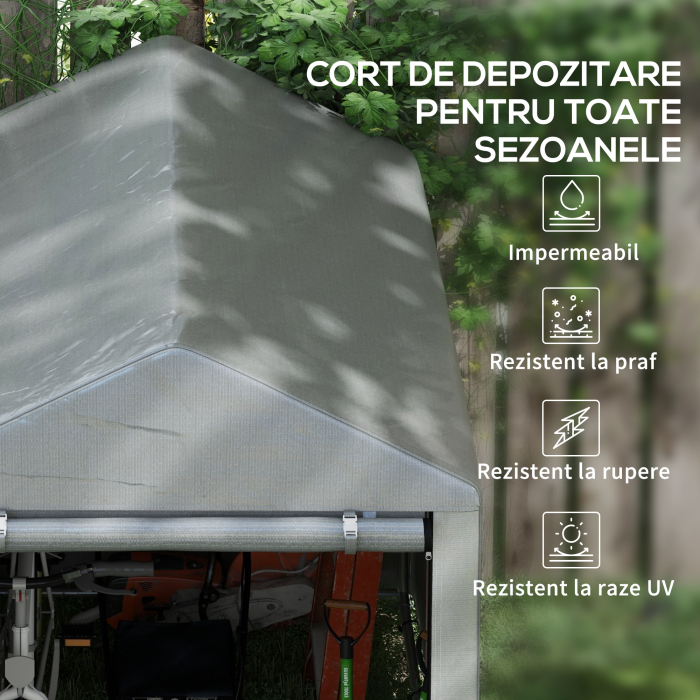  Cort Garaj Moto 120×179×165 cm - Cu Fermoar, Protectie Exterior [4]