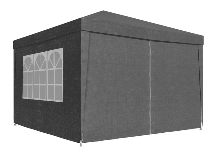 Pavilion gradina 300x300 cm cu 4 pereti laterali cu ferestre, PE 110g/m2 impermeabil, cadru otel, gri [13]
