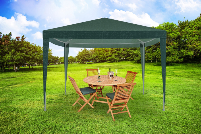 Pavilion gradina 300x300 cm cu 4 pereti laterali cu ferestre, PE 110g/m2 impermeabil, cadru otel, verde [7]