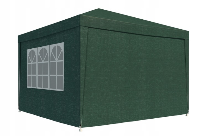 Pavilion gradina 300x300 cm cu 4 pereti laterali cu ferestre, PE 110g/m2 impermeabil, cadru otel, verde [11]