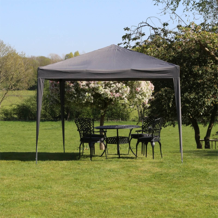 Pavilion gradina pliabil pop-up 300x300 cm cu 4 pereti laterali, Oxford 210D impermeabil, inaltime reglabila 3 trepte, gri [3]