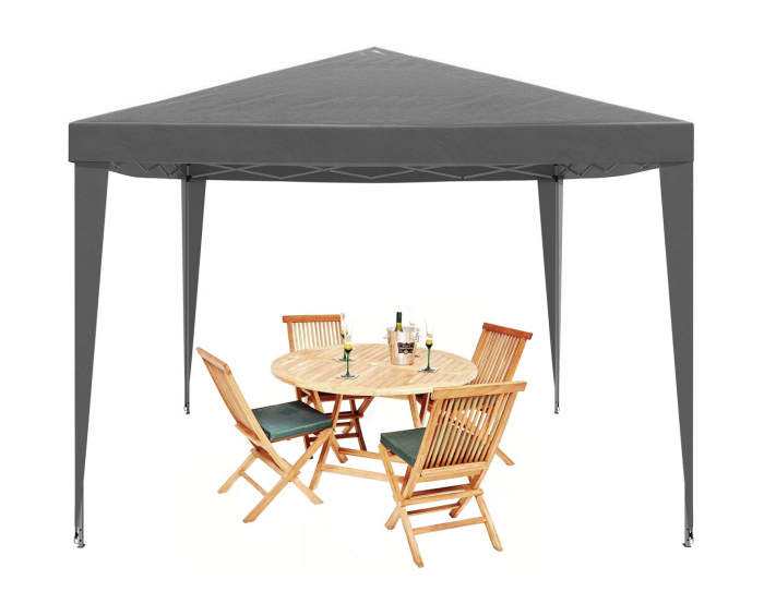 Pavilion gradina pliabil pop-up 300x300 cm cu 4 pereti laterali, Oxford 210D impermeabil, inaltime reglabila 3 trepte, gri [7]