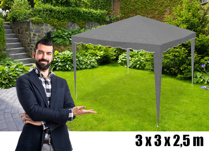 Cort pavilion de gradina pliabil automat pop-up, impermeabil, cu protectie UV, 300x300cm, gri [8]