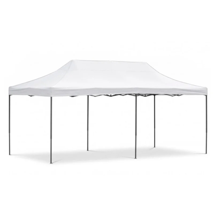 Cort pavilion de gradina, pliere rapida, 300x600 cm, inaltime reglabila, cu 3 pereti laterali, impermeabil, alb [6]