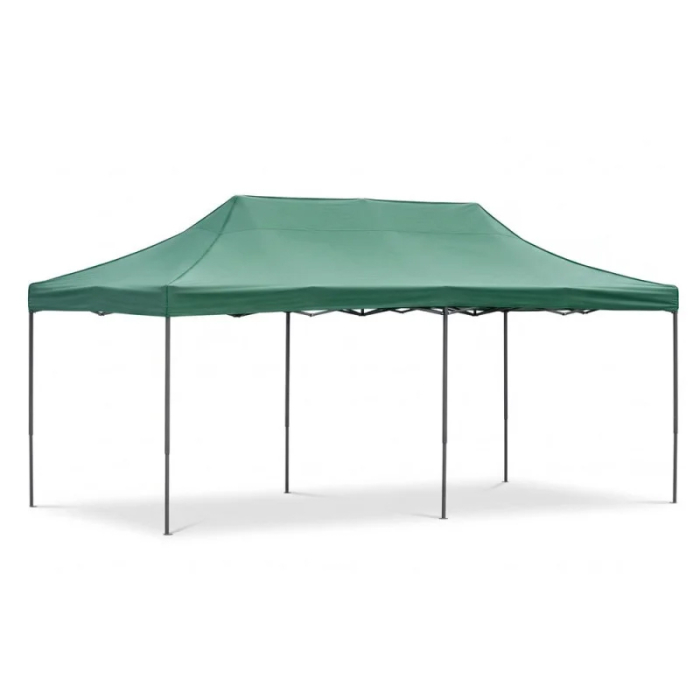 Cort pavilion de gradina, pliere rapida, 300x600 cm, inaltime reglabila, cu 3 pereti laterali, impermeabil, verde [6]