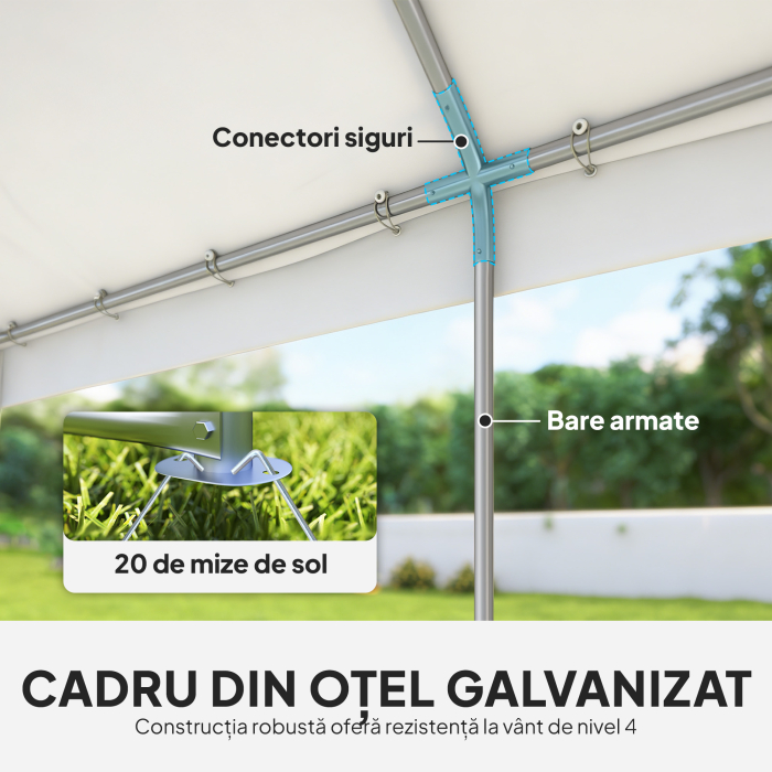  Cort pentru Petreceri 4x6 m cu Ferestre si 4 Pereti Laterali Demontabili, din Otel si PE, Alb [6]