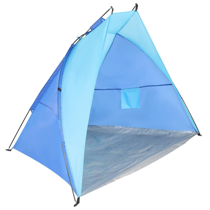 Cort plaja pentru 2 persoane, cu protectie UV si podea izolanta, 200x100x105 cm, albastru [6]