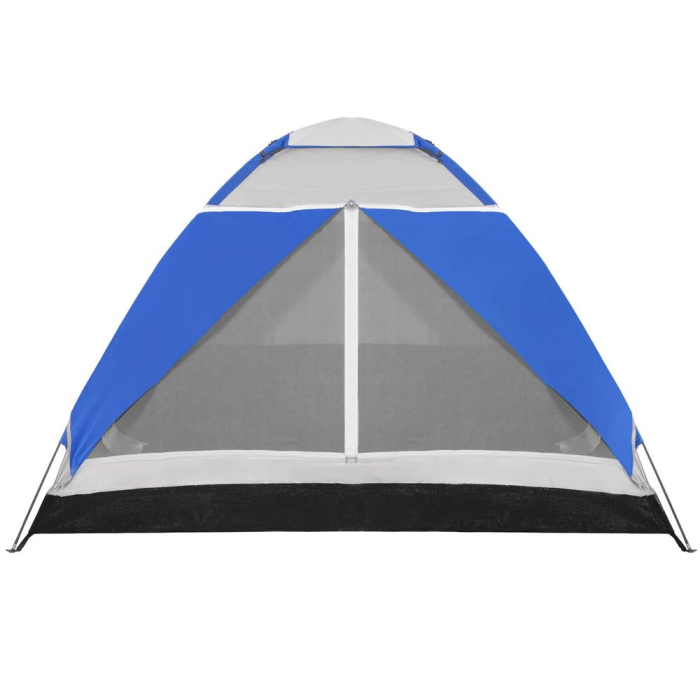 Cort camping 4 persoane impermeabil terasa protectie uv, 210x240x130 cm, ventilatie, gri albastru [4]