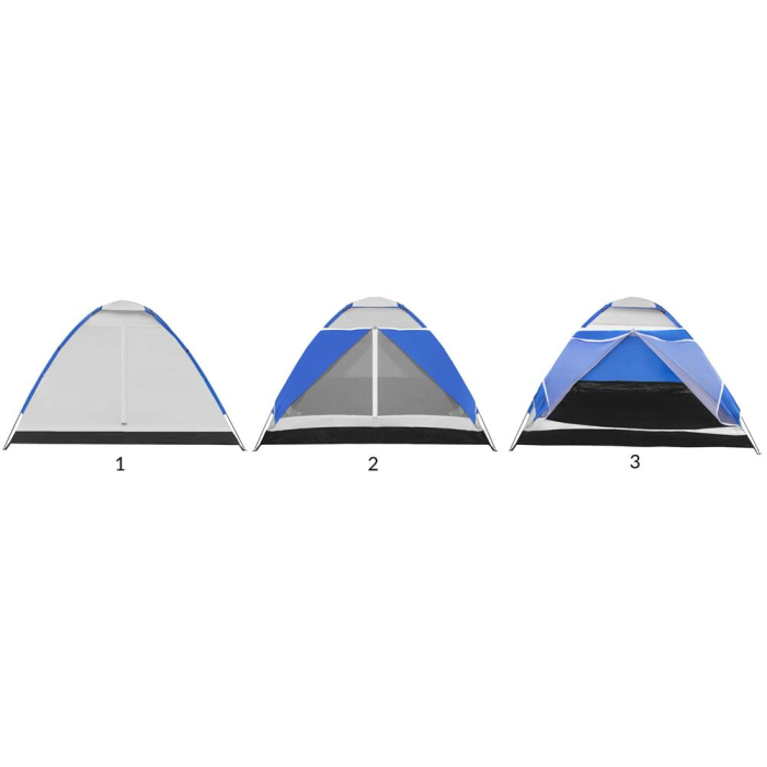 Cort camping 4 persoane impermeabil terasa protectie uv, 210x240x130 cm, ventilatie, gri albastru [8]