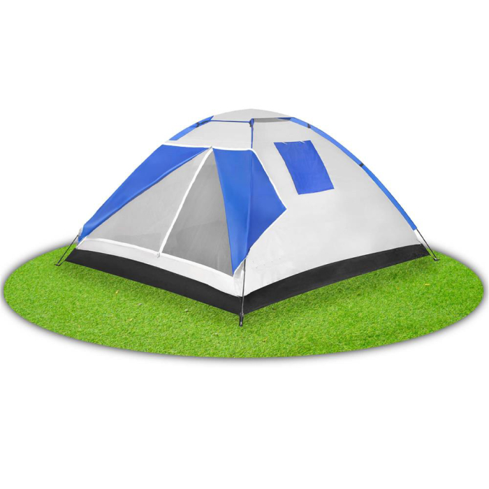 Cort camping 4 persoane impermeabil terasa protectie uv, 210x240x130 cm, ventilatie, gri albastru [20]