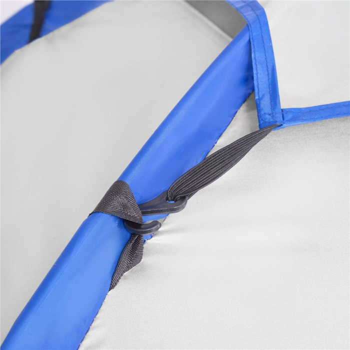 Cort camping 4 persoane impermeabil terasa protectie uv, 210x240x130 cm, ventilatie, gri albastru [14]