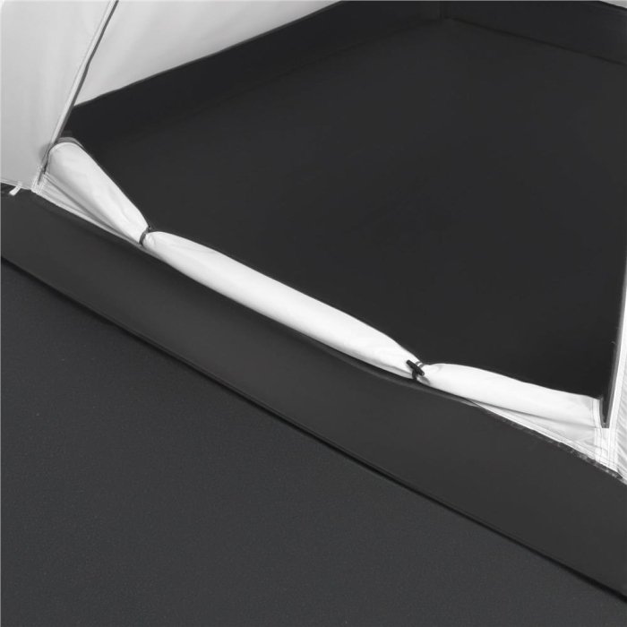 Cort camping 4 persoane impermeabil terasa protectie uv, 200x350x135 cm, ventilatie, gri [15]