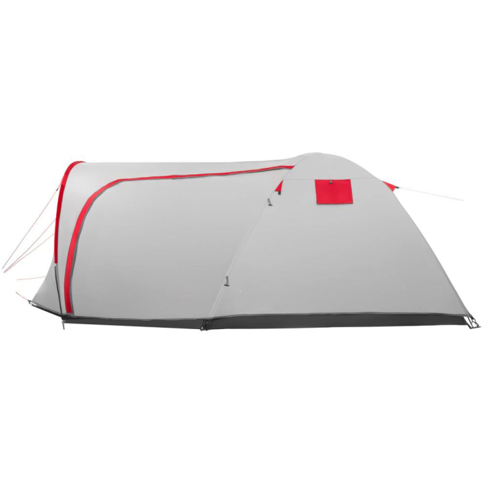 Cort camping 4 persoane impermeabil terasa protectie uv, 200x350x135 cm, ventilatie, gri [2]