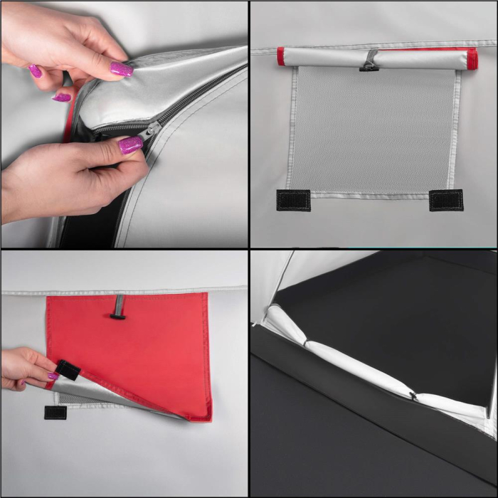 Cort camping 4 persoane impermeabil terasa protectie uv, 200x350x135 cm, ventilatie, gri [19]