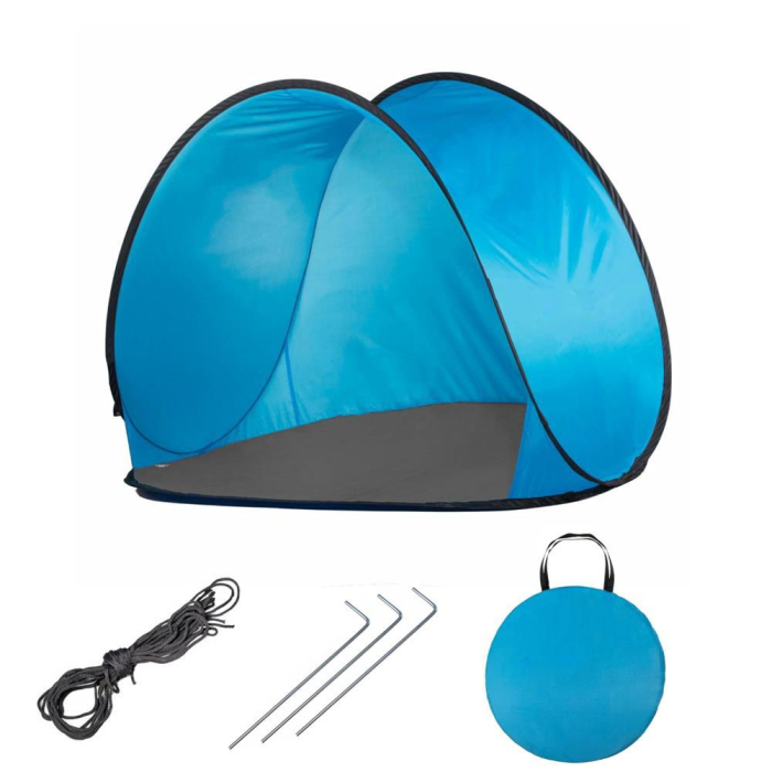 Cort plaja si picnic semi-deschis Sersimo, protectie UV, 150x90x90cm, albastru gri [11]