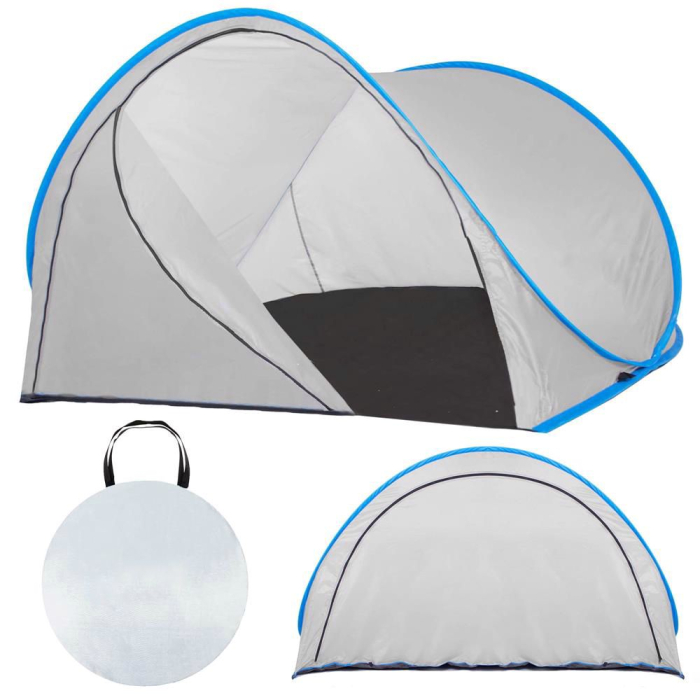 Cort plaja si picnic semi-deschis Sersimo, protectie UV, 200x120x110cm, gri [18]