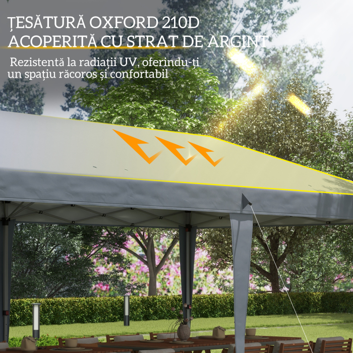  Cort Pliabil pentru Gradina cu Sac de Transport din Otel Epoxidic si Poliester Oxford, 5,85x2,95x2,7 m, Gri [6]