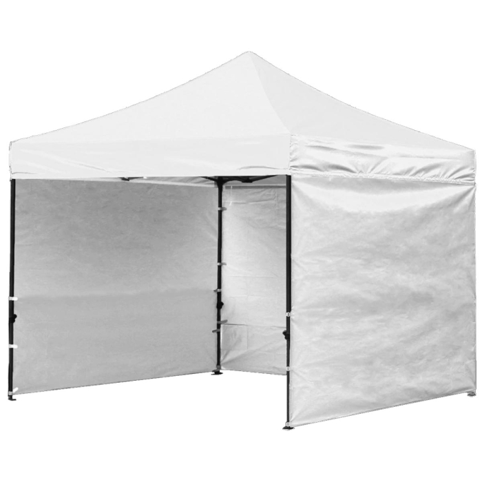 Cort tip pavilion cu 3 pereti laterali, structura solida otel si acoperis impermeabil PVC, 3x3 m cu inaltime reglabila, alb [1]