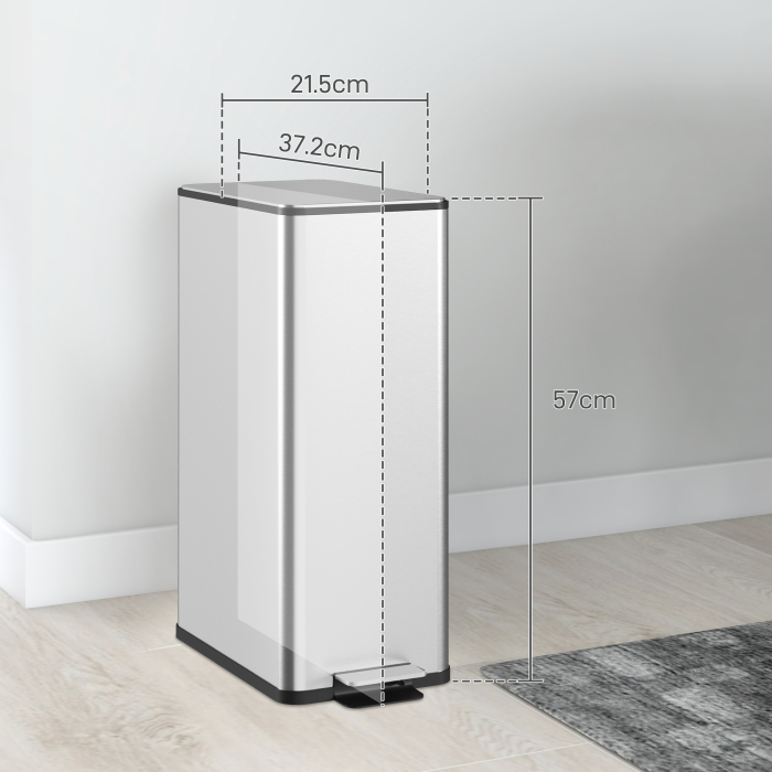  Cos de Gunoi cu Pedala 20L, 21.5x37.2x57 cm, Argintiu [3]