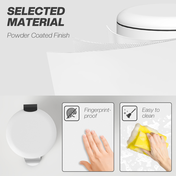  Cos de gunoi cu pedala 20L, capac cu inchidere lenta, din metal si PP, 36x30x44.5 cm, crem [6]