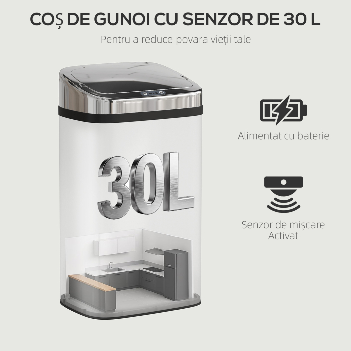  Cos de gunoi cu senzor 30L inox elegant [4]