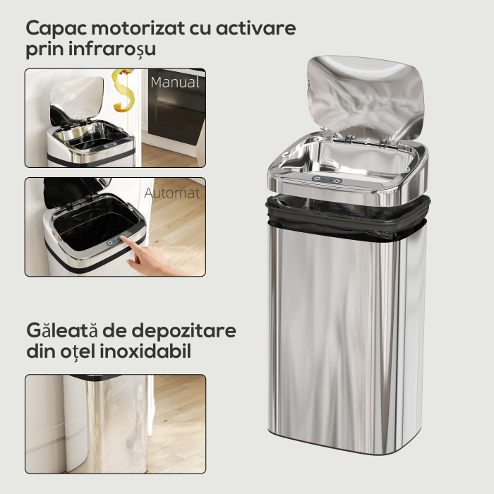  Cos de gunoi cu senzor 30L inox elegant [6]