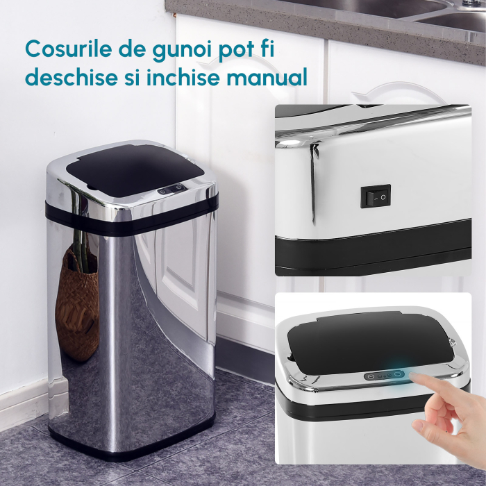  cos de gunoi din otel cu senzor automat, 30L [4]
