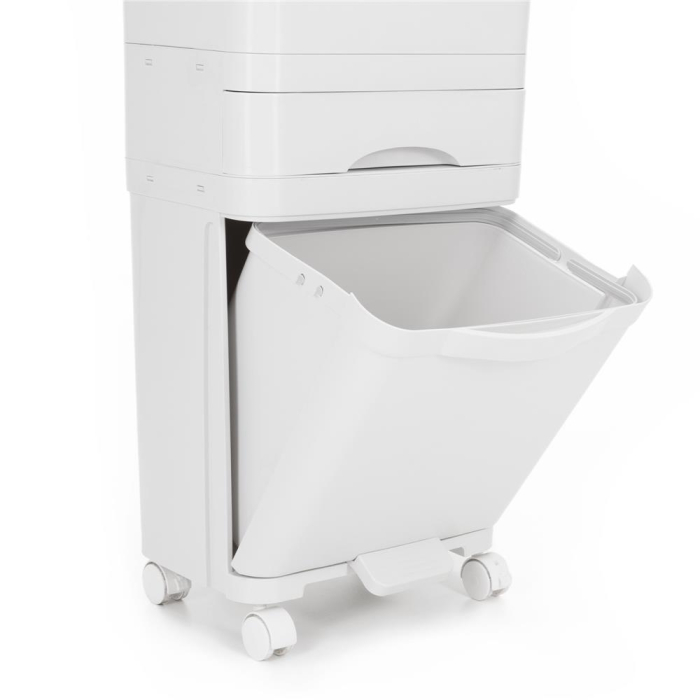 Cos de gunoi pentru colectare selectiva cu 3 compartimente, pe roti, 42 L, alb [17]