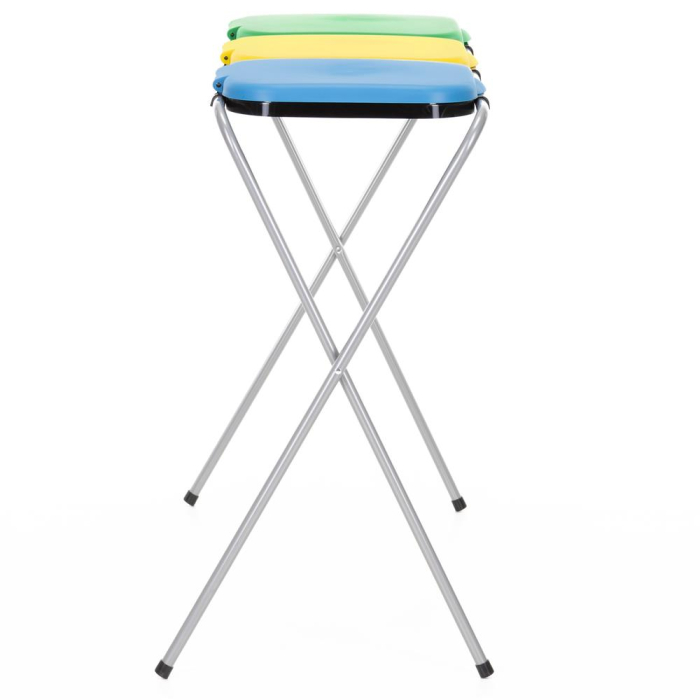 Cos de gunoi selectiv cu 3 compartimente, cadru metalic si capace PP, 98x42x74 cm [22]