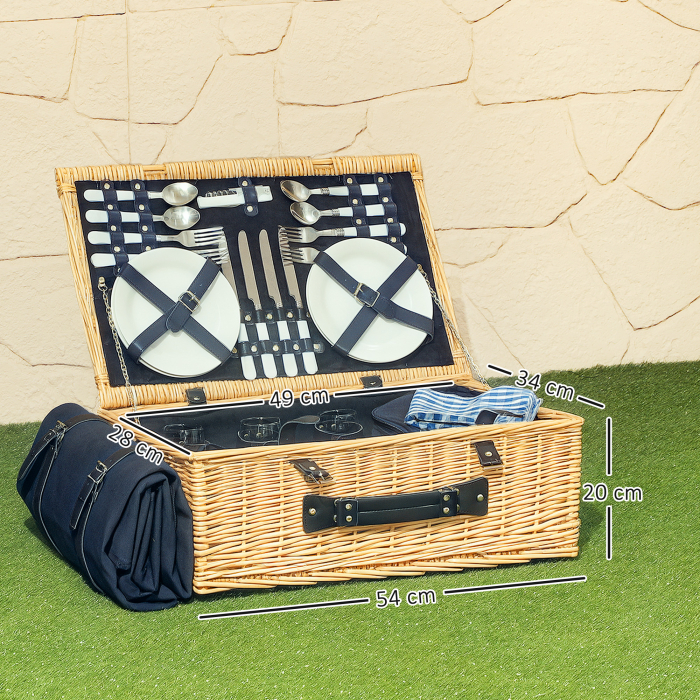  Cos de Picnic pentru 4 Persoane cu Zona Frigorifica si Accesorii 54x34x20 cm [3]