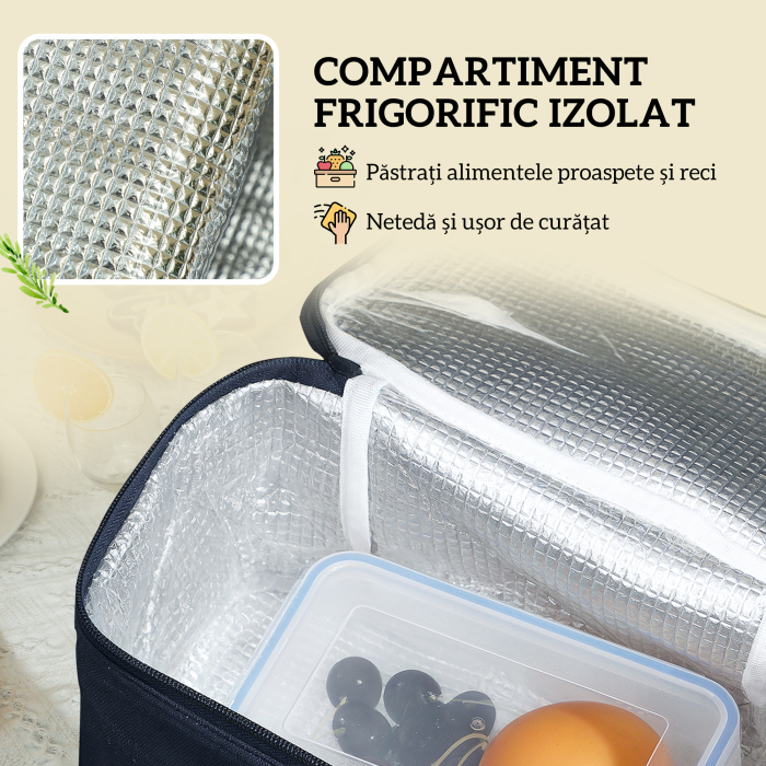  Cos de Picnic pentru 4 Persoane cu Zona Frigorifica si Accesorii 54x34x20 cm [5]